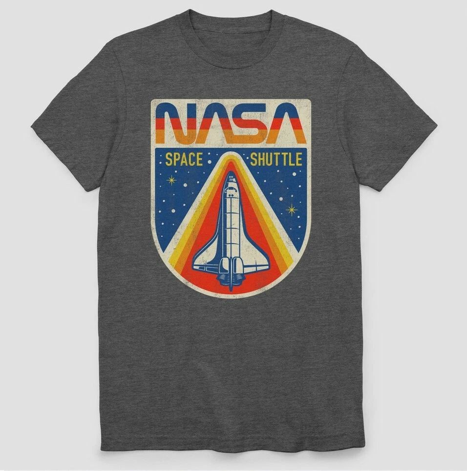 NASA Space Shuttle Logo Mens S SMALL Gray Cape Canaveral Rocket NWT Unisex
