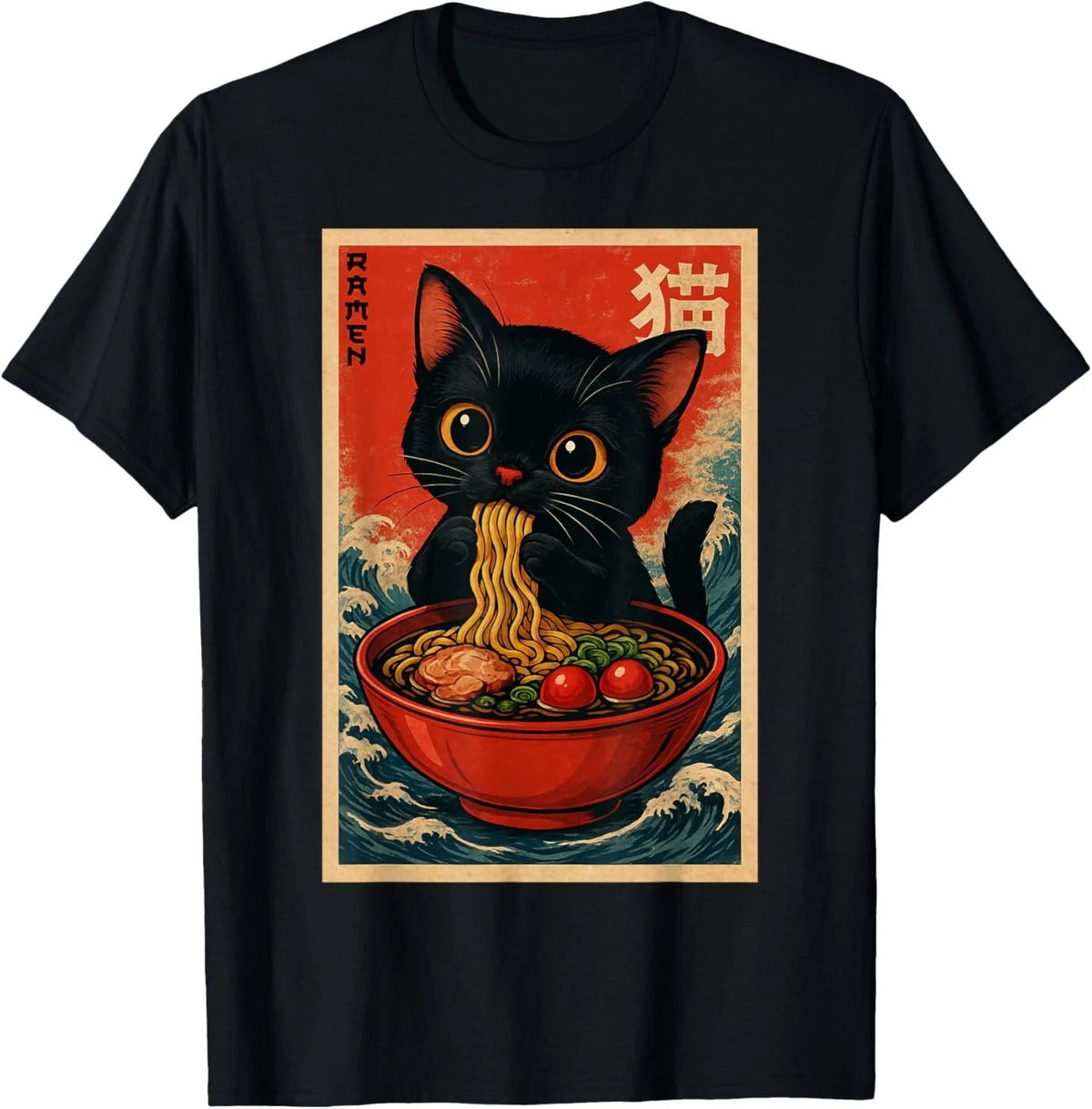 Kawaii Anime Cat Ramen Japanese Graphic Tees Men Women Teens Unisex