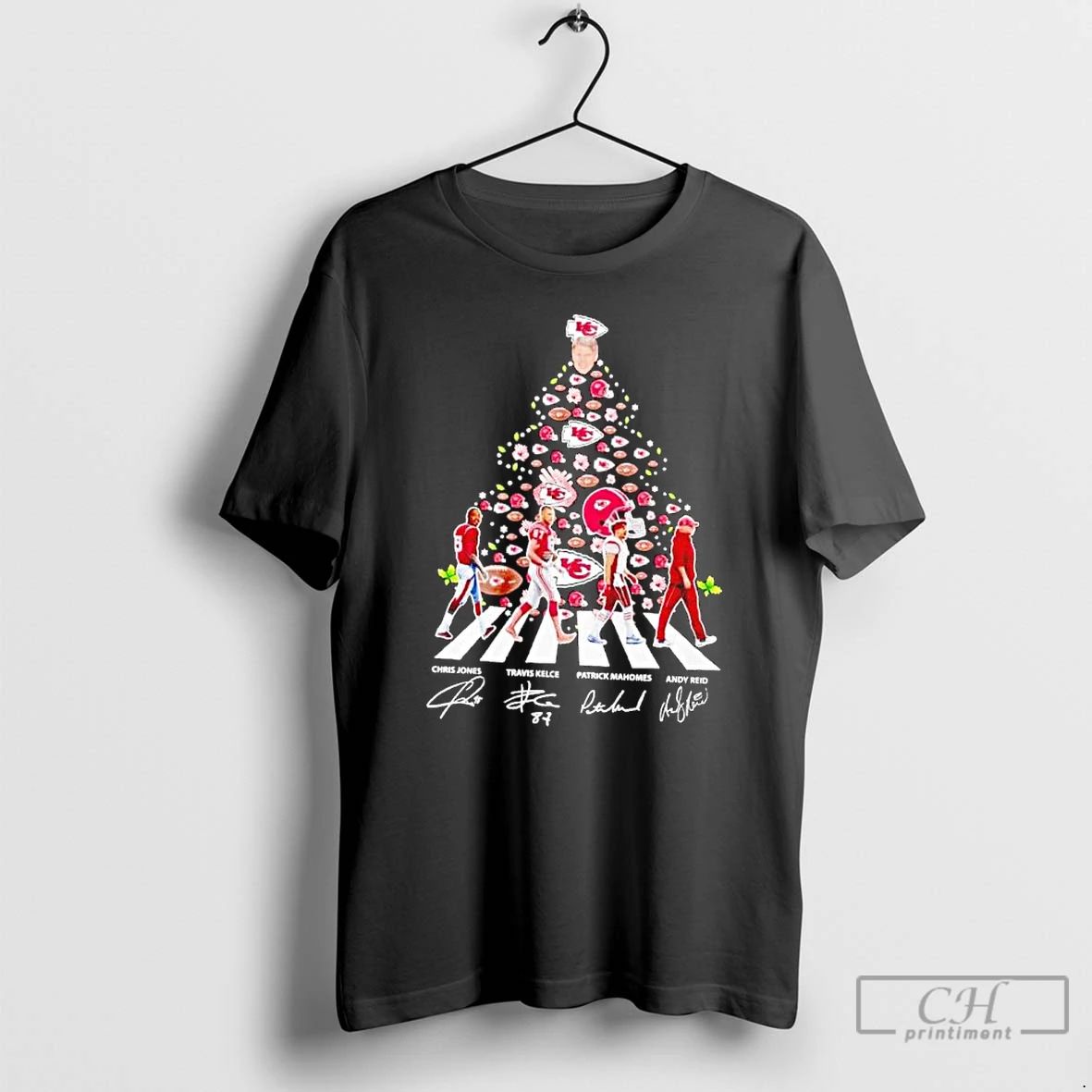 Premium Kansas City Chiefs Abbey Road Christmas Tree Signatures T Shirts Unisex