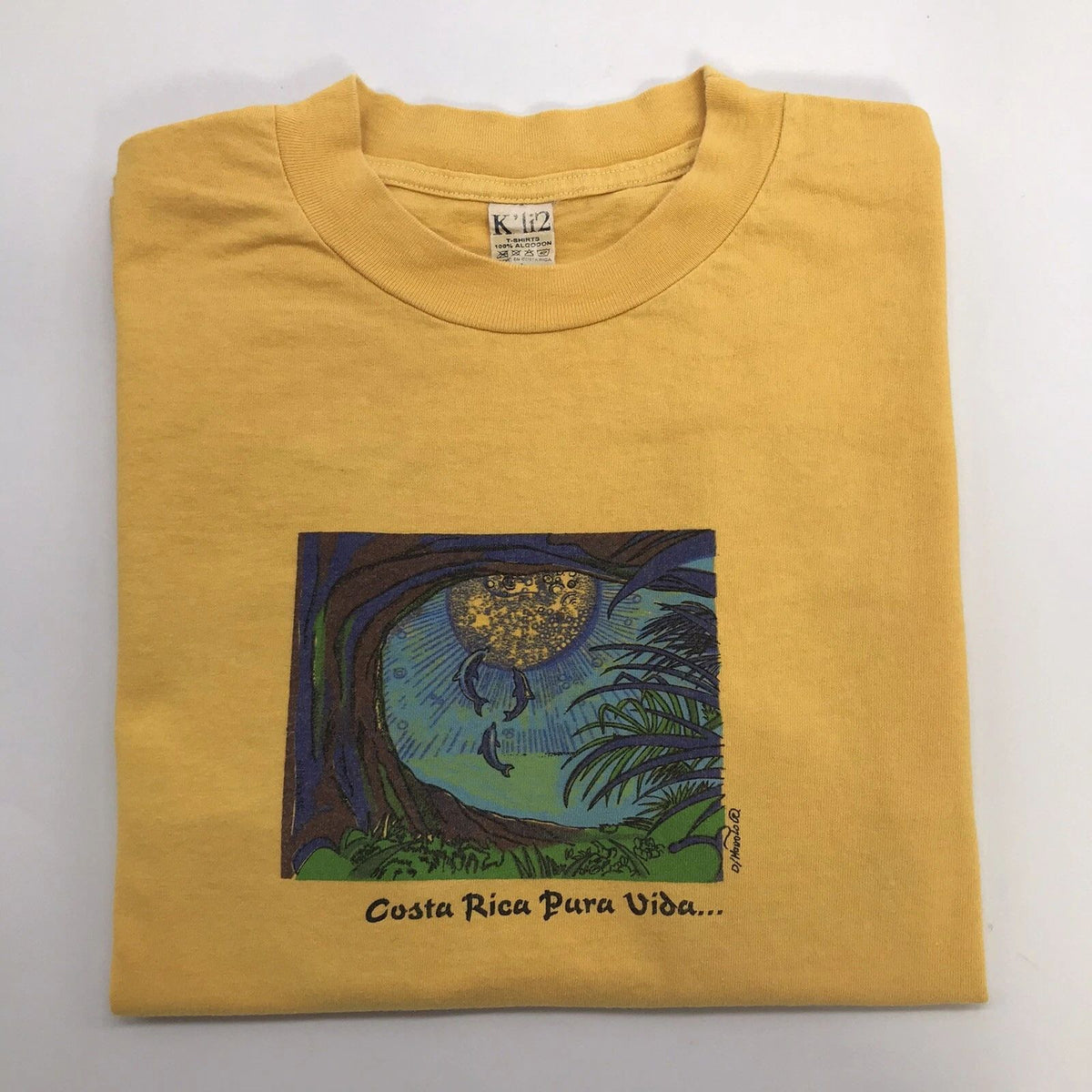 K'li2 Costa Rica Pura Vida Simple Life Yellow Short Sleeve Men's Size L Unisex