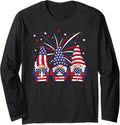 Patriotic Gnomes 4th Of July USA Design Funny July Long Sleeve Tshirt Unisex