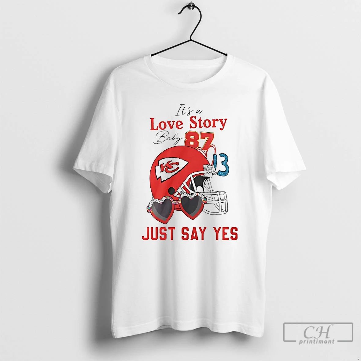 Classic Kansas City Chiefs Its A Love Story Baby Just Say Yes Helmet T Shirts Unisex