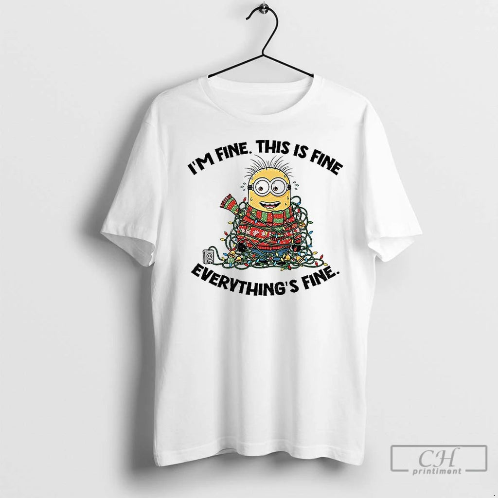 Premium Christmas Minion Im Fine This Is Fine Everythings Fine Unisex