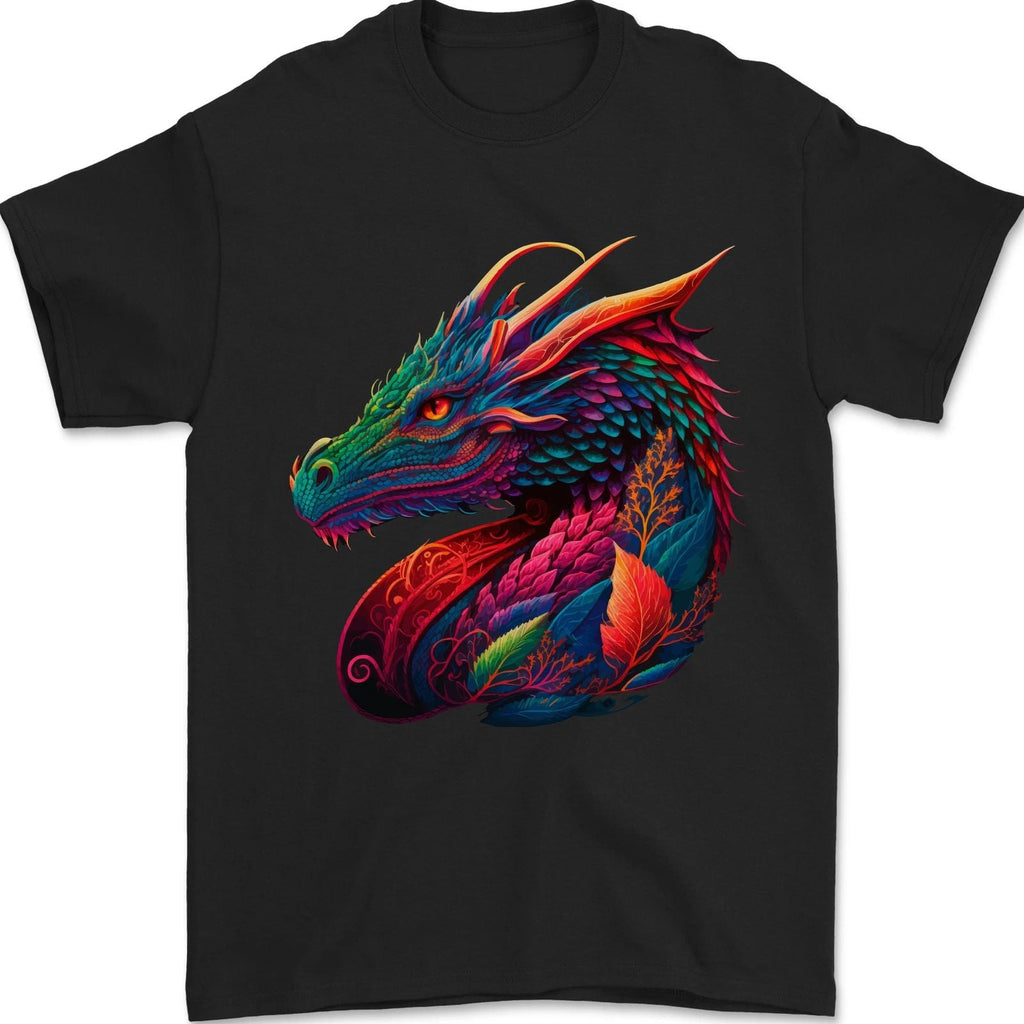 A Colourful Dragon Fantasy Mens 100% Cotton Unisex