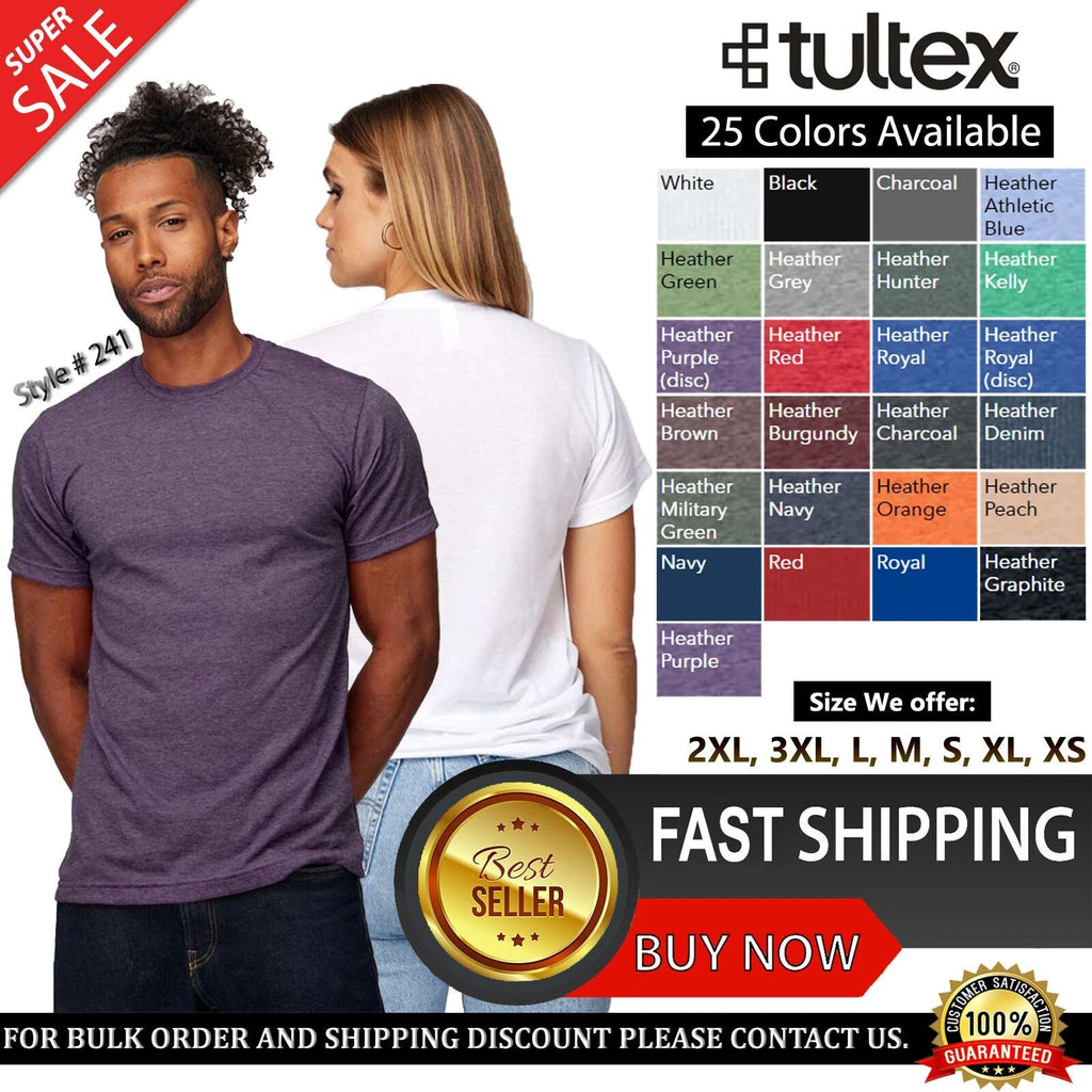 Tultex Unisex 65% Polyester 35% USA Ringspun Cotton Poly-Rich - 241 Unisex