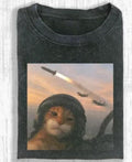 Vintage Wash Fighter Pilot Cat Meme Shirt, Funny Jet Cat Tee, Cat Lover Gift Unisex