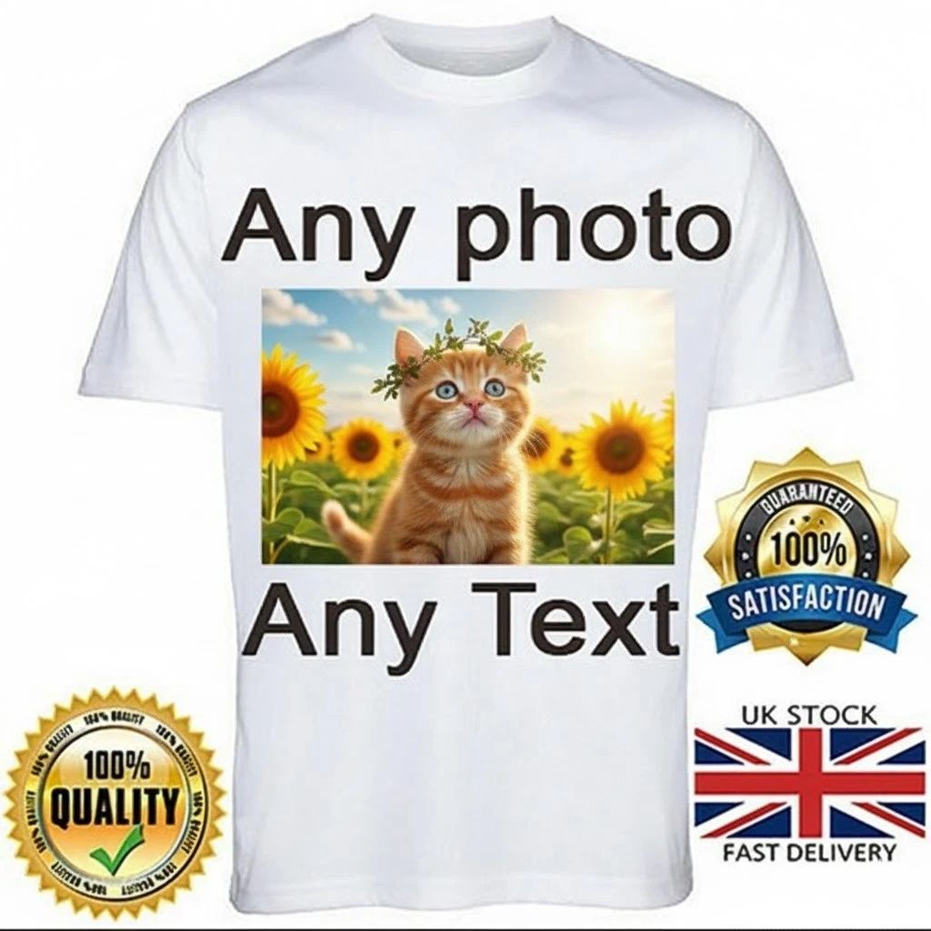 T Shirt Custom Photo Your Image Text Here Printed Stag do Hen Party Unisex