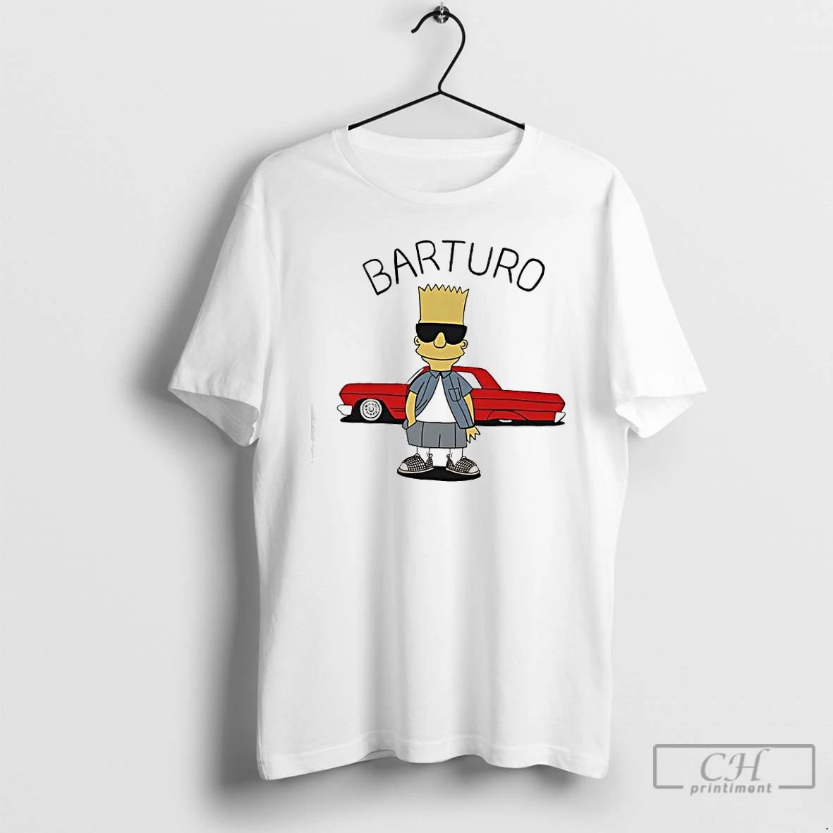 Premium Barturo Bart Simpson Red Car T Shirts Unisex