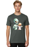 Alien-Holding-Baby Mens Graphic Tee, 100% Cotton, Casual Summer Wear Unisex