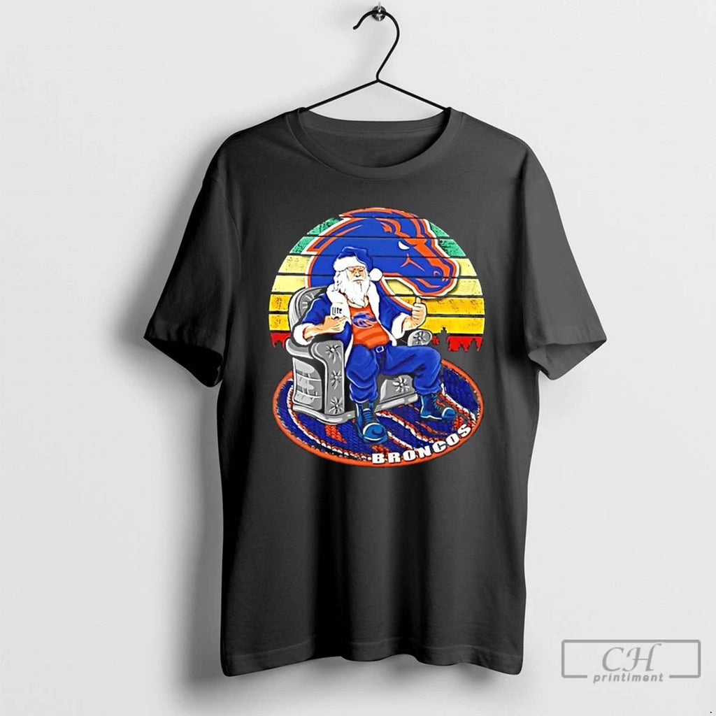 Premium Boise State Broncos X Santa Claus Christmas Vintage T Shirts Unisex