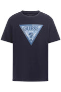 GUESS Navy Blue Triangle Patch Organic Cotton Lightweight Regular Fit S Unisex