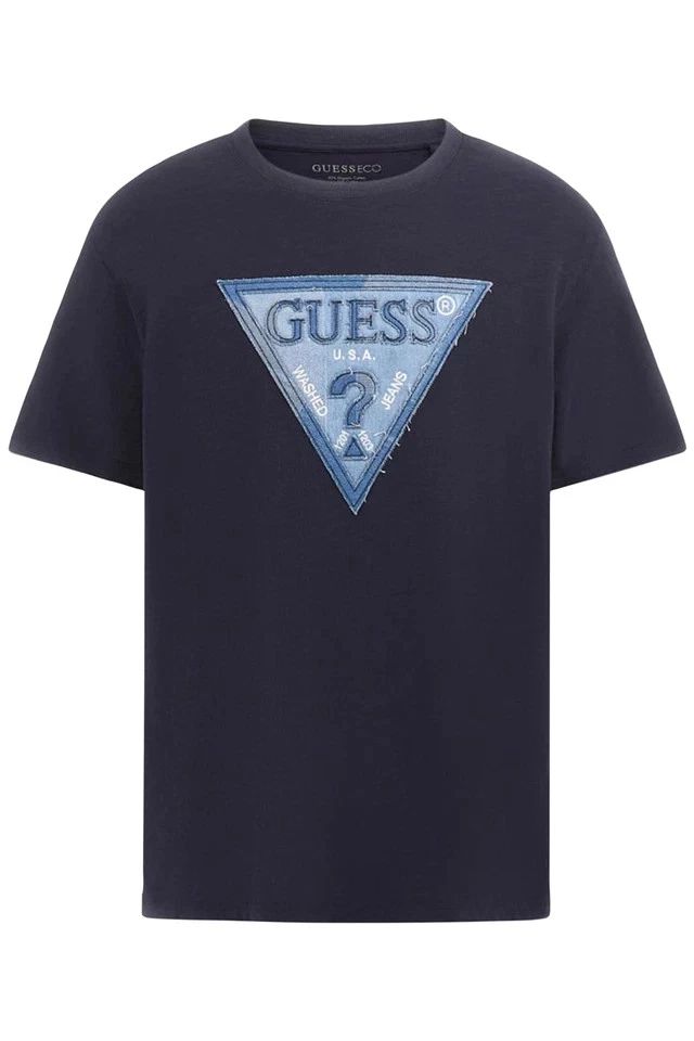 GUESS Navy Blue Triangle Patch Organic Cotton Lightweight Regular Fit S Unisex