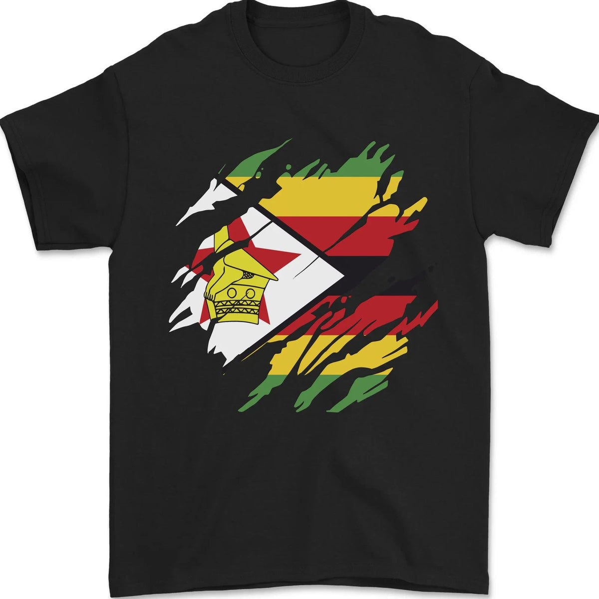 Torn Zimbabwe Flag Zimbabwean Day Football Mens 100% Cotton Unisex