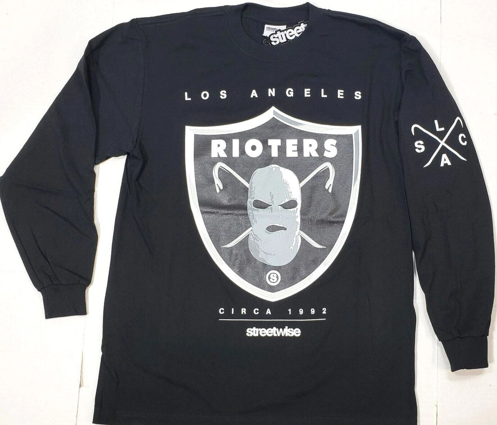 STREETWISE RIOTERS Long Sleeve Urban Streetwear Tee Men's Black New Unisex