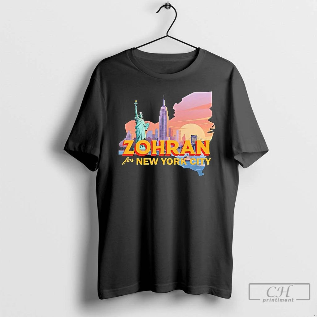 Premium Zohran Mamdani For New York City Skyline Retro Vibe T Shirts Unisex