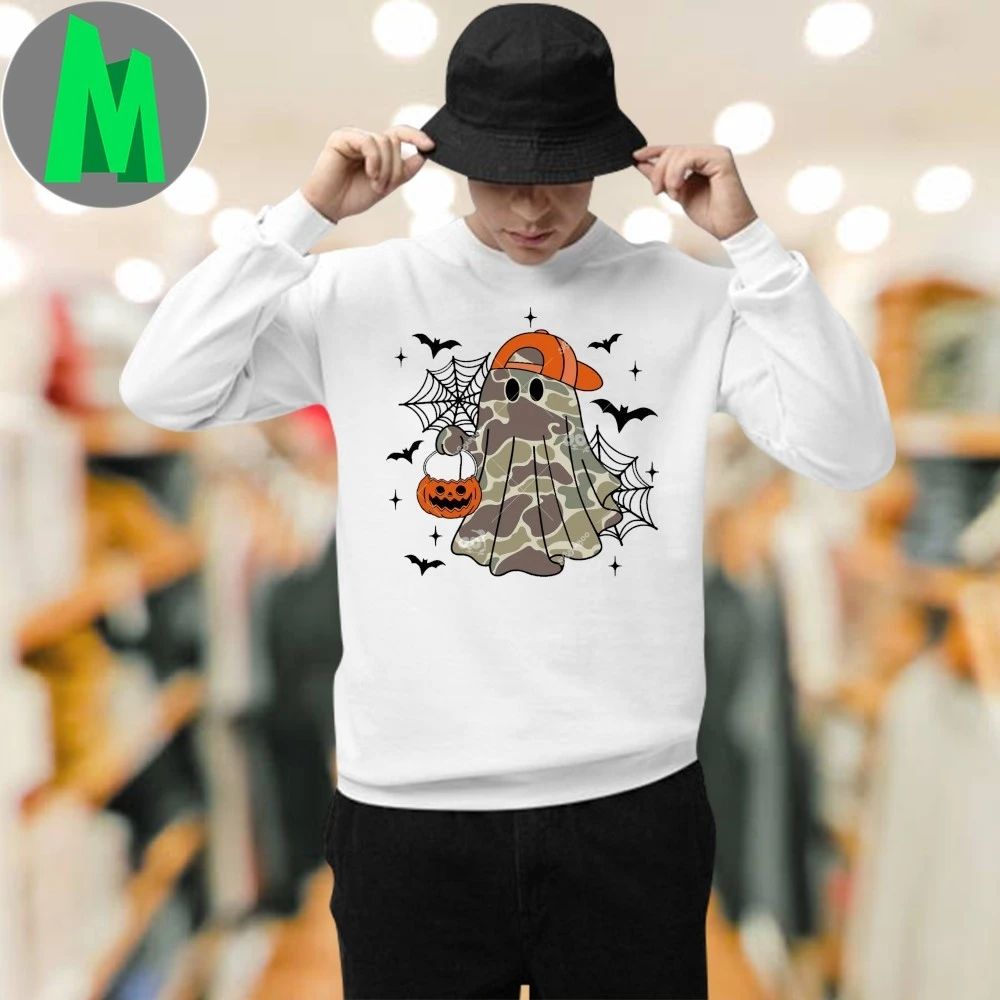 Boy Ghost Camo Halloween Ghost Pumpkin Spooky Shirt Unisex