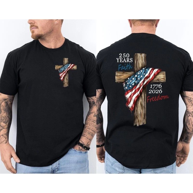 250 Years American Flag 250th Anniversary Faith Freedom Eagle Front & Back Shirt Unisex