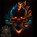 A Neon Skull With Flames Fantasy Demon Mens Light Cotton Unisex