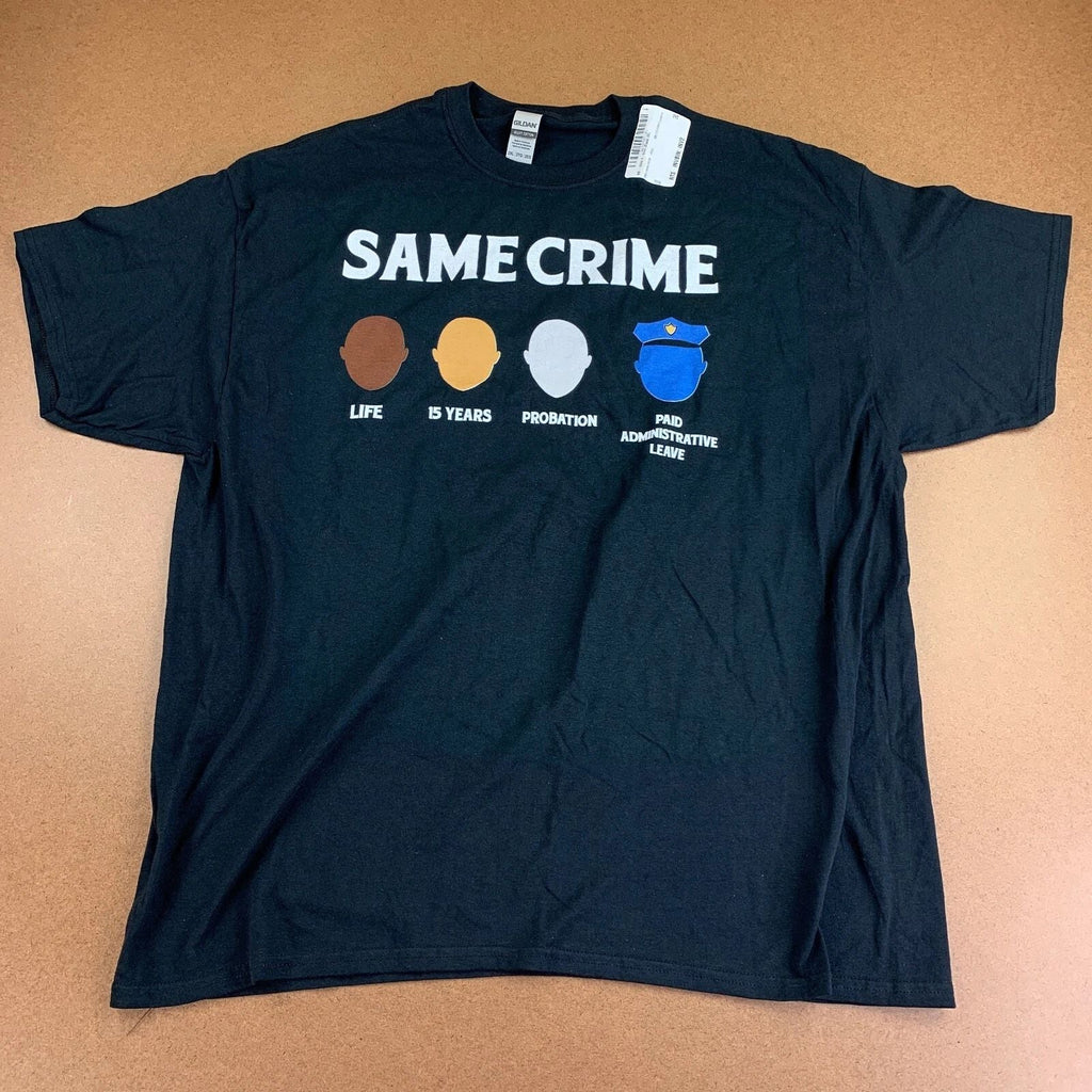 Gildan Men's Size 2XL Black Same Crime Skin Tone Graphic Short Sleeve Unisex