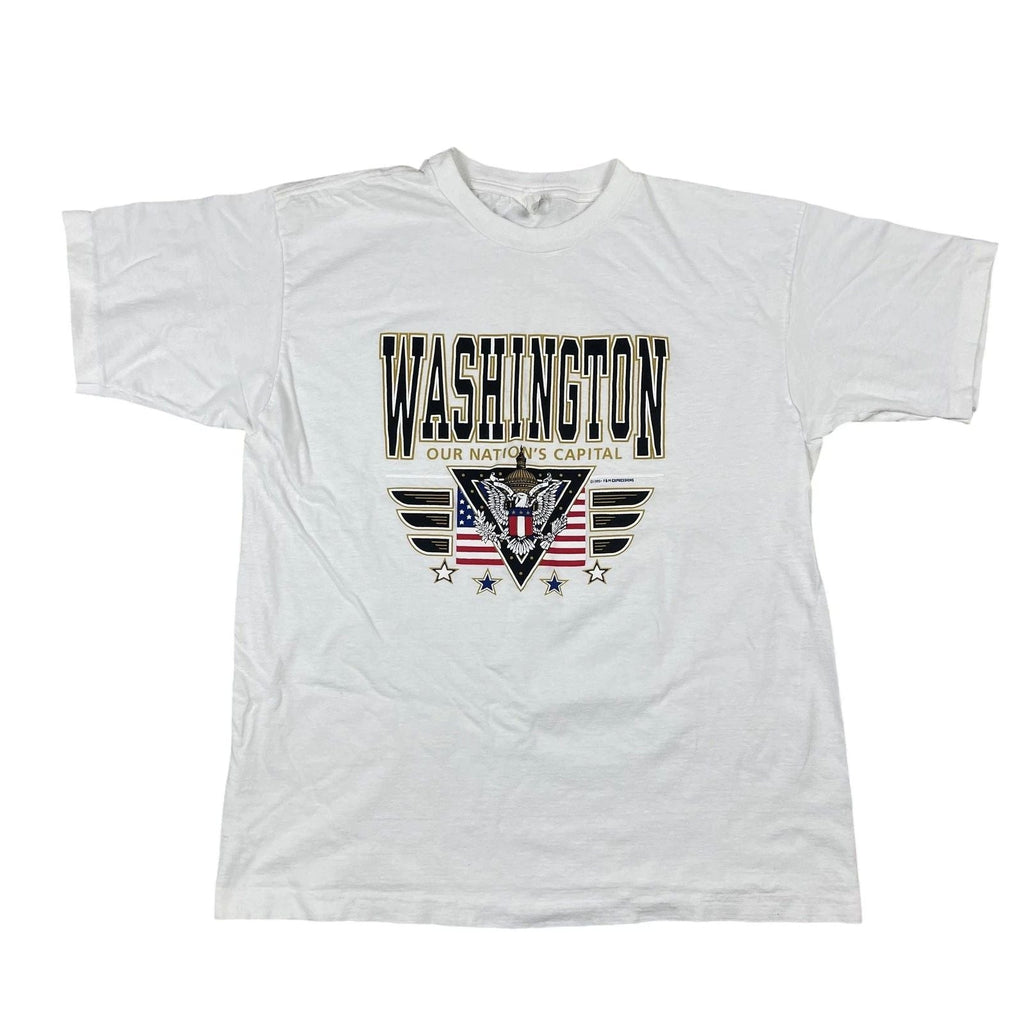 Vintage Washington DC Shirt Mens Large White Patriotic Eagle USA 90s Souvenir Unisex