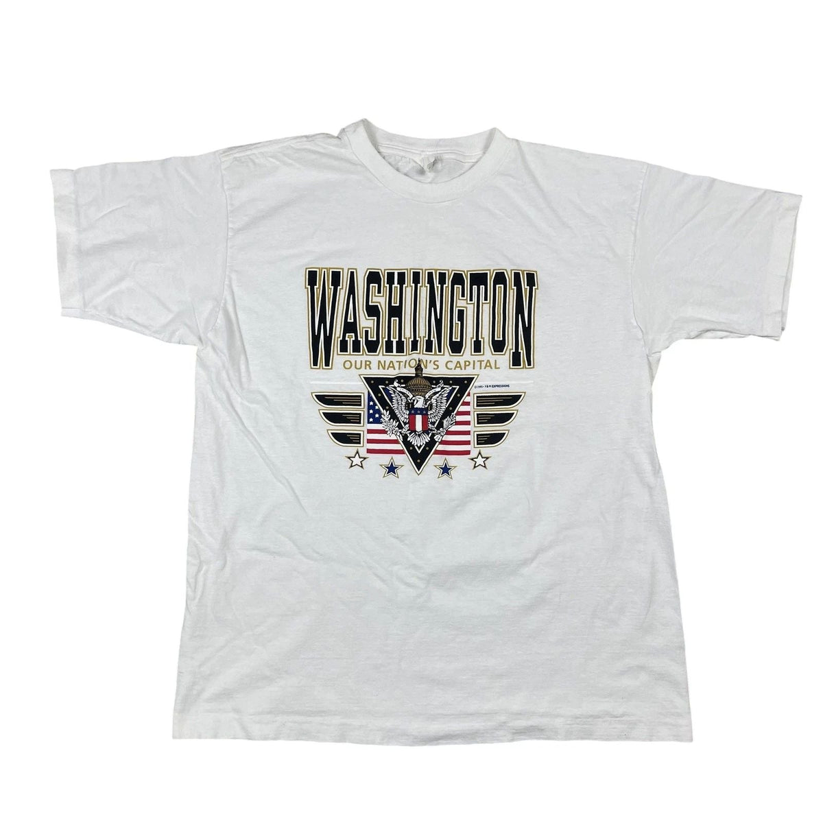Vintage Washington DC Shirt Mens Large White Patriotic Eagle USA 90s Souvenir Unisex