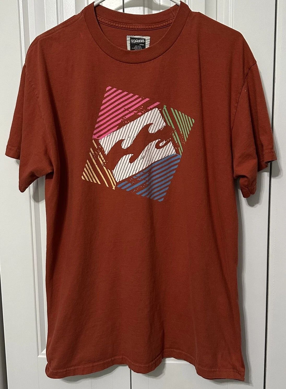 Billabong T Shirt Mens Orange Large Surfer Waves Graphic Vacation Summer Unisex