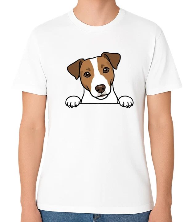 Peeking Jack Russell Dog Cute Cartoon Puppy Pet Lover Graphic Unisex Tee Unisex