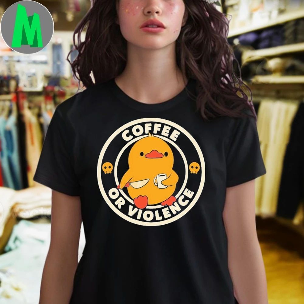 Coffee or Violence Funny Duck Shirt Unisex