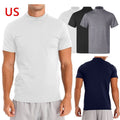 Freebily Men Mock Neck Short Sleeve Undershirt Casual Solid Color Top Unisex