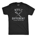 Mens Funny T Shirts Built Different Without Instructions Sarcastic Novelty Tee Unisex