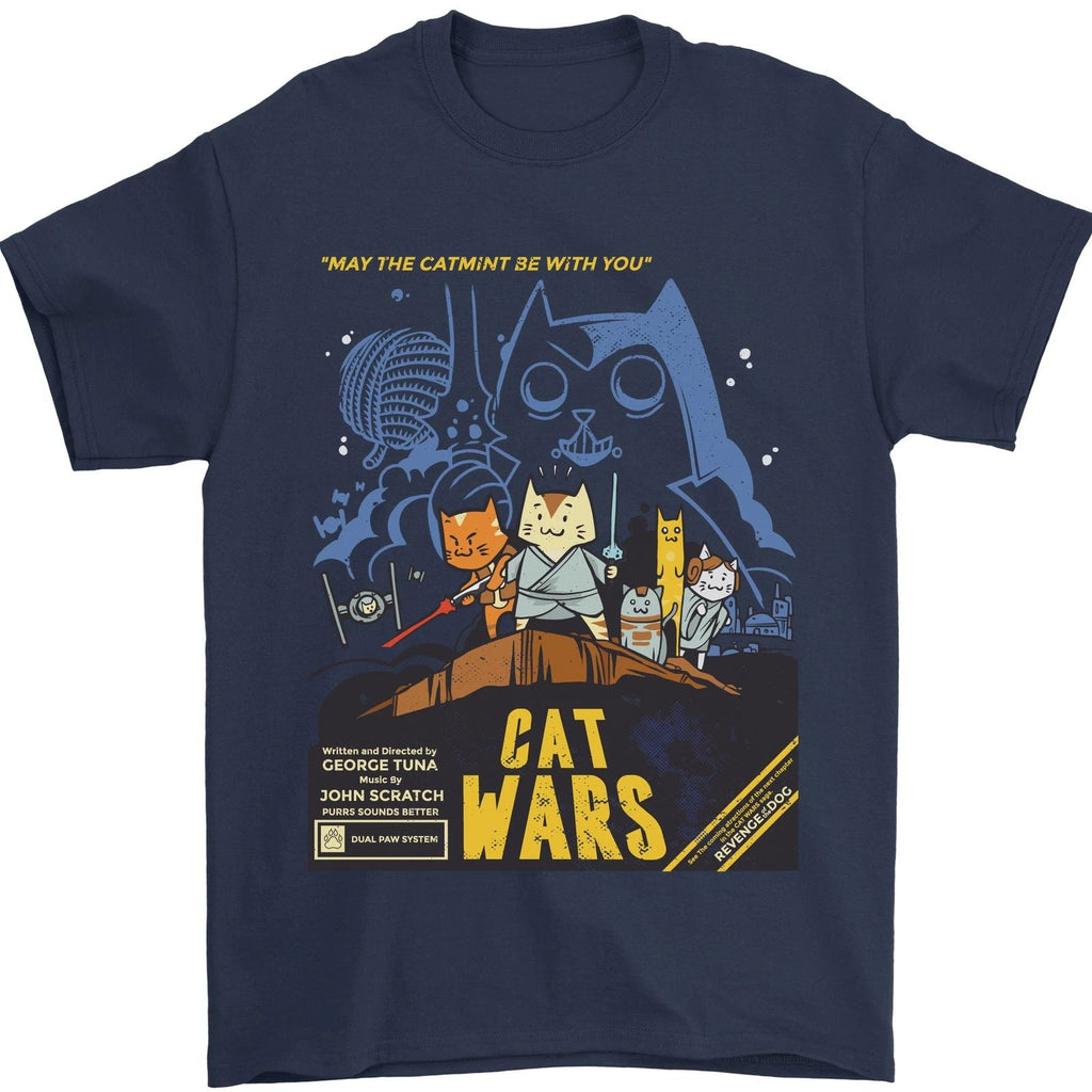 Cat Wars Funny Sci-Fi Mens 100% Cotton Unisex