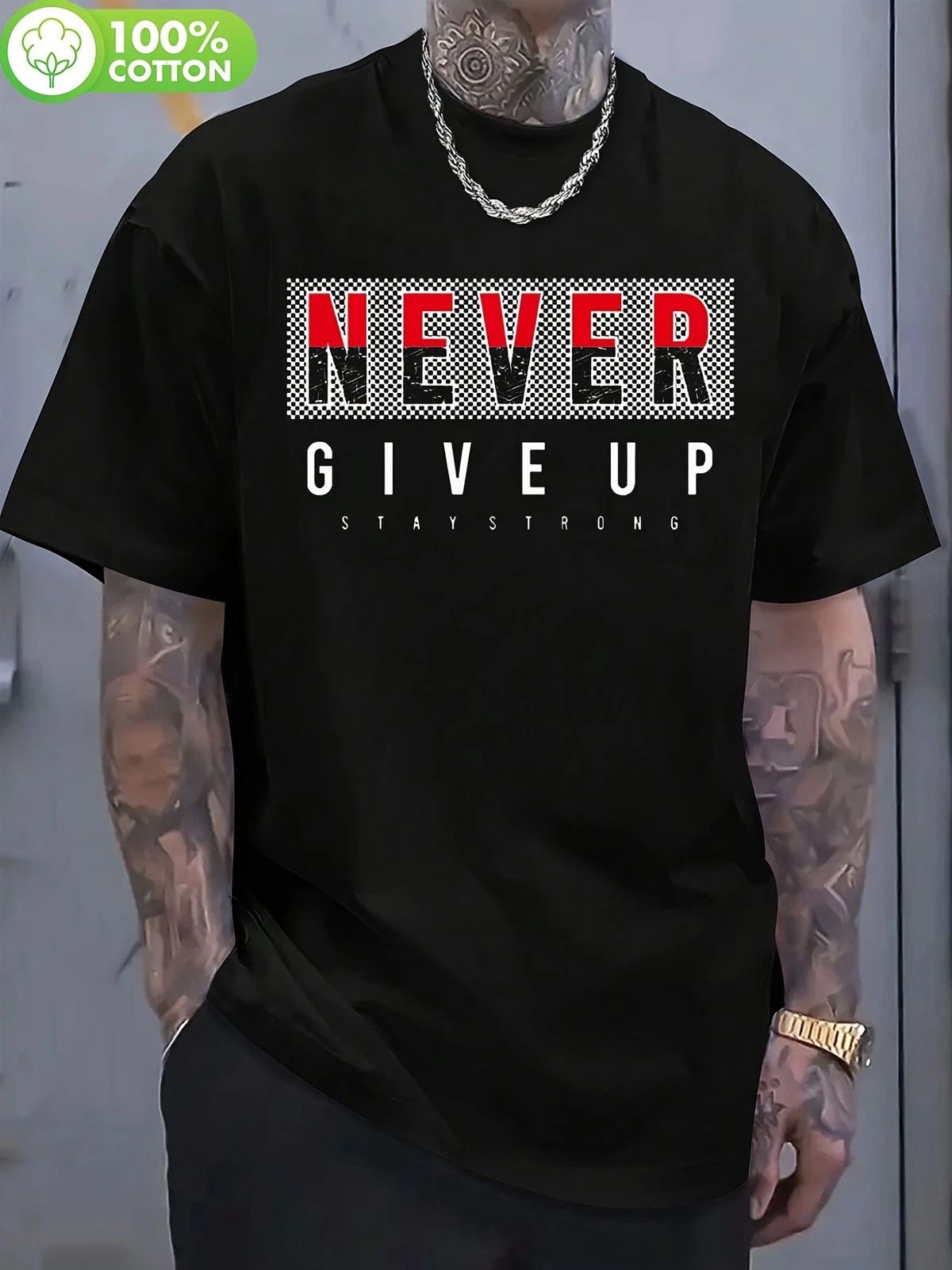 Never Give Up Motivational Graphic Inspirational Streetwear Quote Tee Unisex