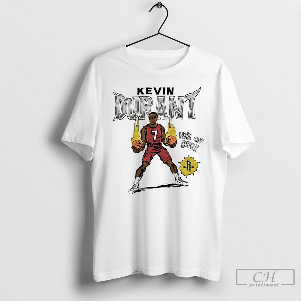 Classic Kevin Durant Hes On Fire Houston Rockets Comic T Shirts Unisex