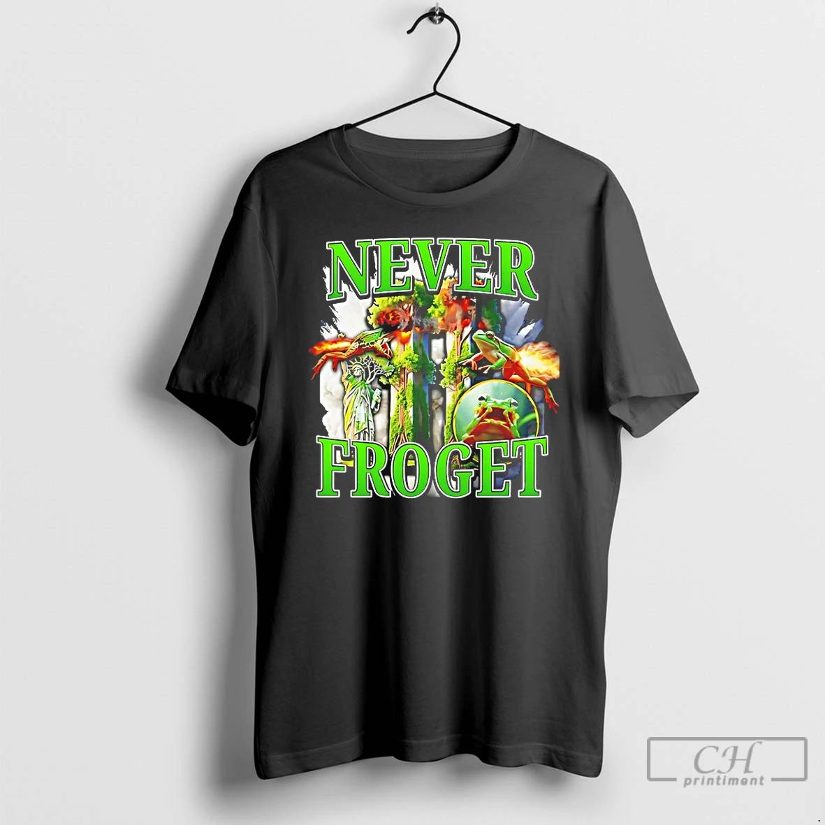 Classic Frog Statue Of Liberty Never Froget T Shirts Unisex