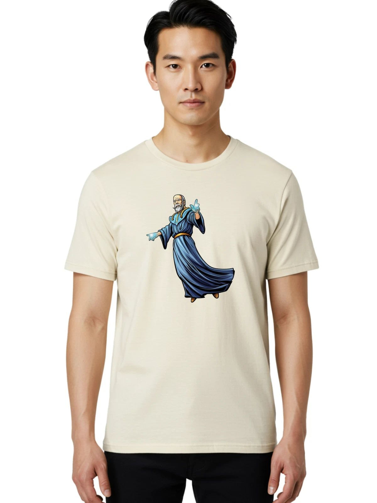 Old-Bearded-Wizard Mens Graphic Tee, 100% Cotton, Casual Summer Wear Unisex