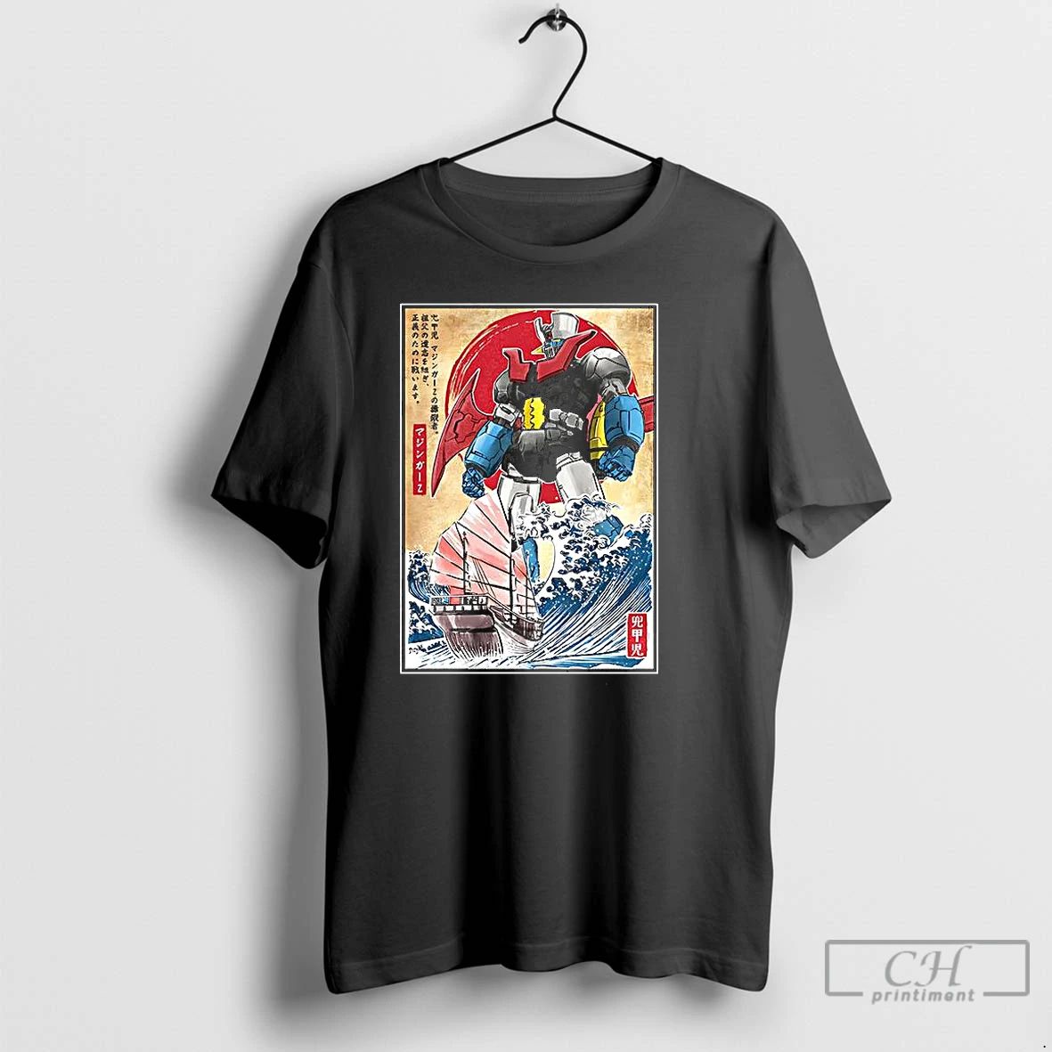 Premium Mecha Z Go Nagai Anime Big Waves Off Kanagawa Japanese Style T Shirts Unisex