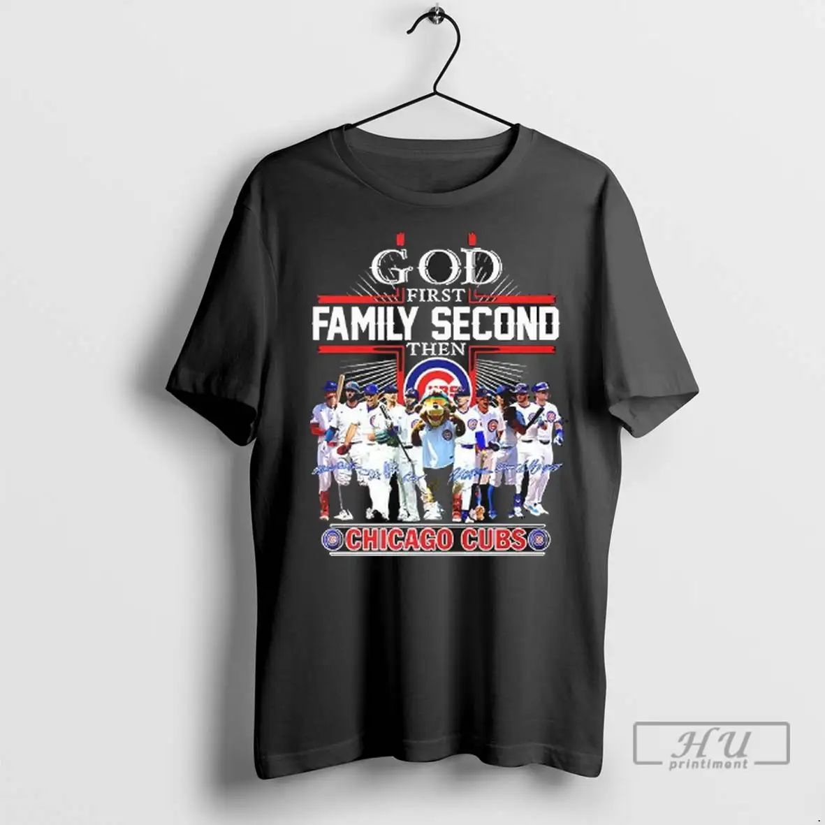 Officials God First Family Second Then Chicago Cubs Signature T Shirts Unisex