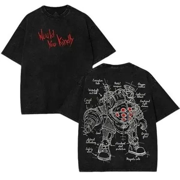 Bioshock would you kindly best daddy v3 art horror fsp game movie Game Washed Ts Unisex