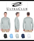 8401 UltraClub Men's Columbia Blue Cool & Dry Sport Long-Sleeve Unisex