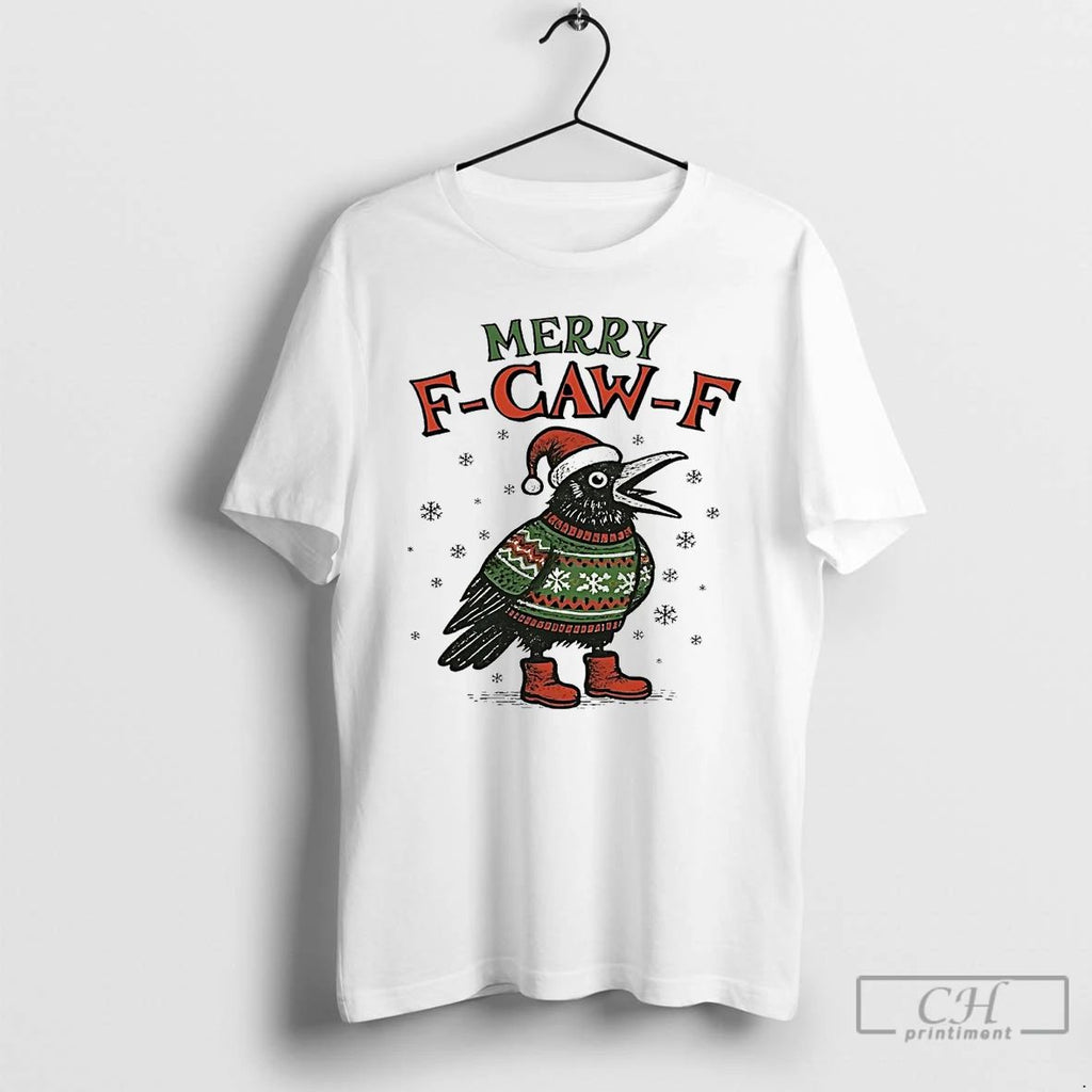 Premium Crow Merry F Caw F Christmas T Shirts Unisex