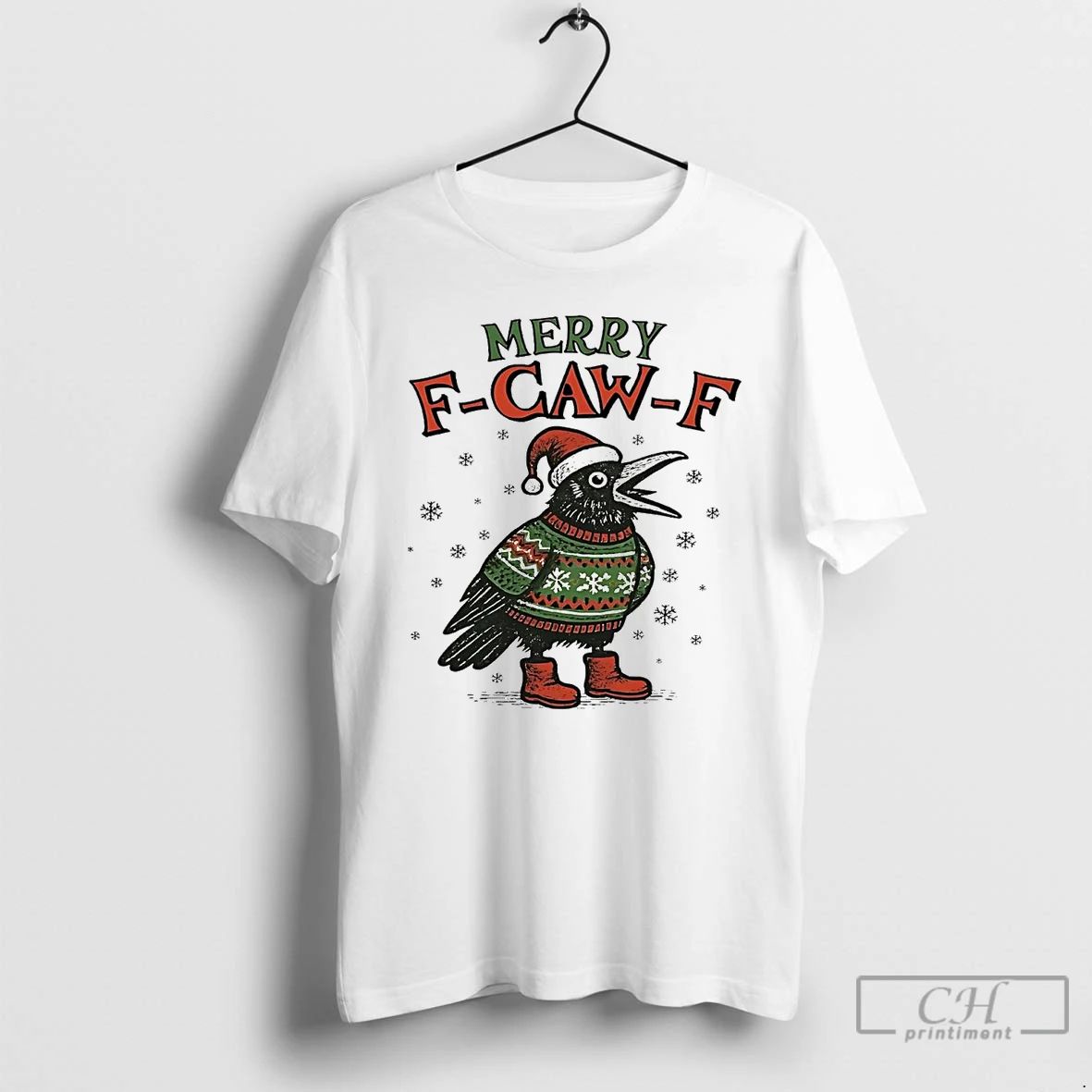 Premium Crow Merry F Caw F Christmas T Shirts Unisex