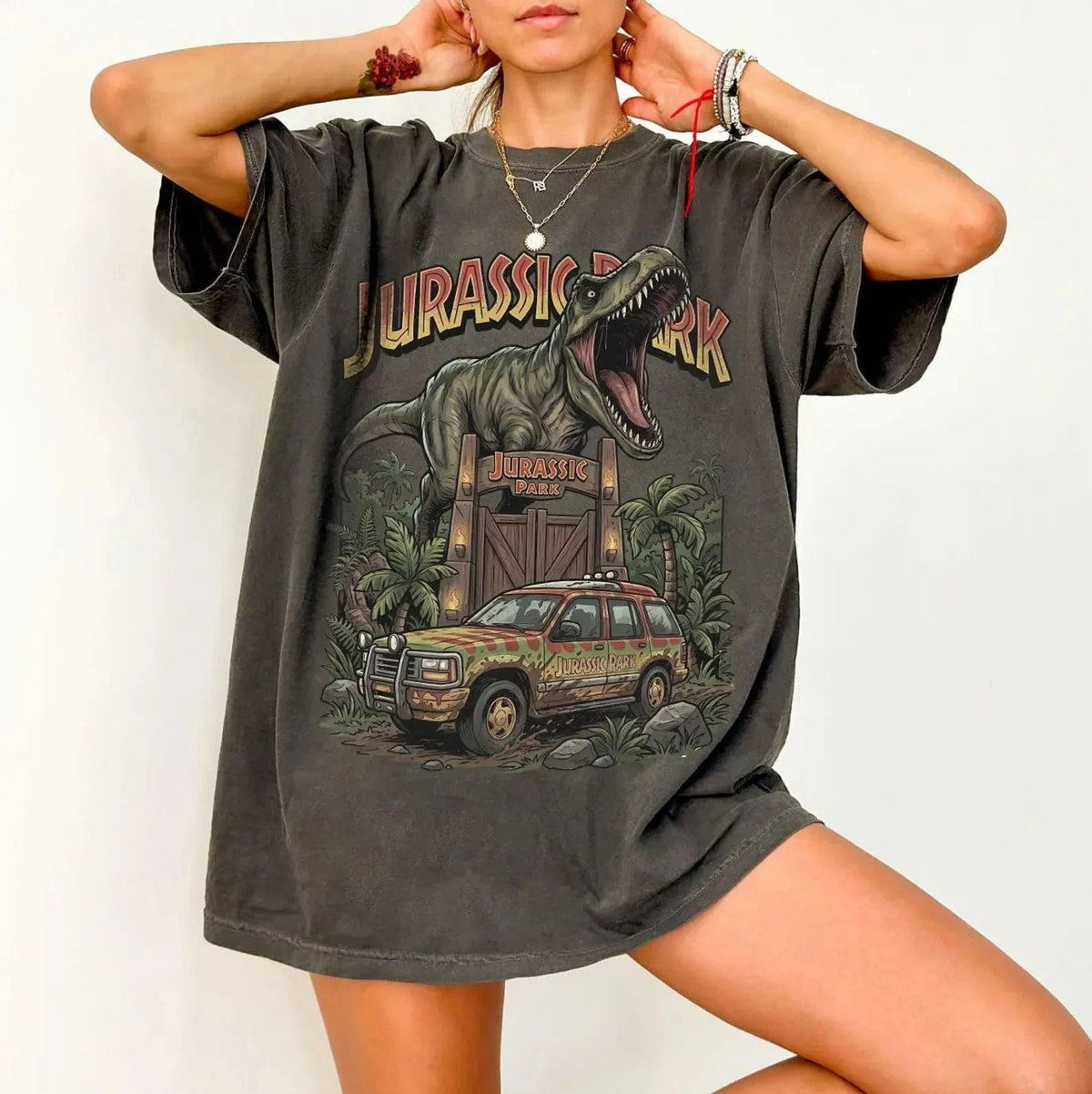 Vintage Dinosaur Park Entrance Shirt Retro T Rex Tour Graphic Tee Unisex