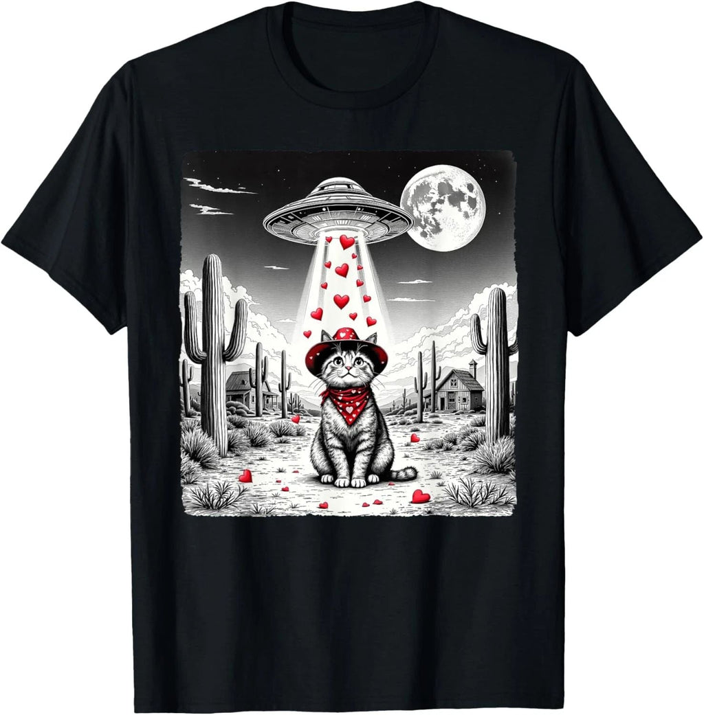 Cowboy Cat UFO Meme Funny Cat UFOs Valentine's Day Cat Lover Unisex