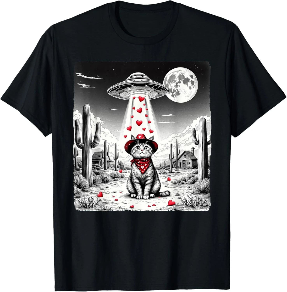 Cowboy Cat UFO Meme Funny Cat UFOs Valentine's Day Cat Lover Unisex