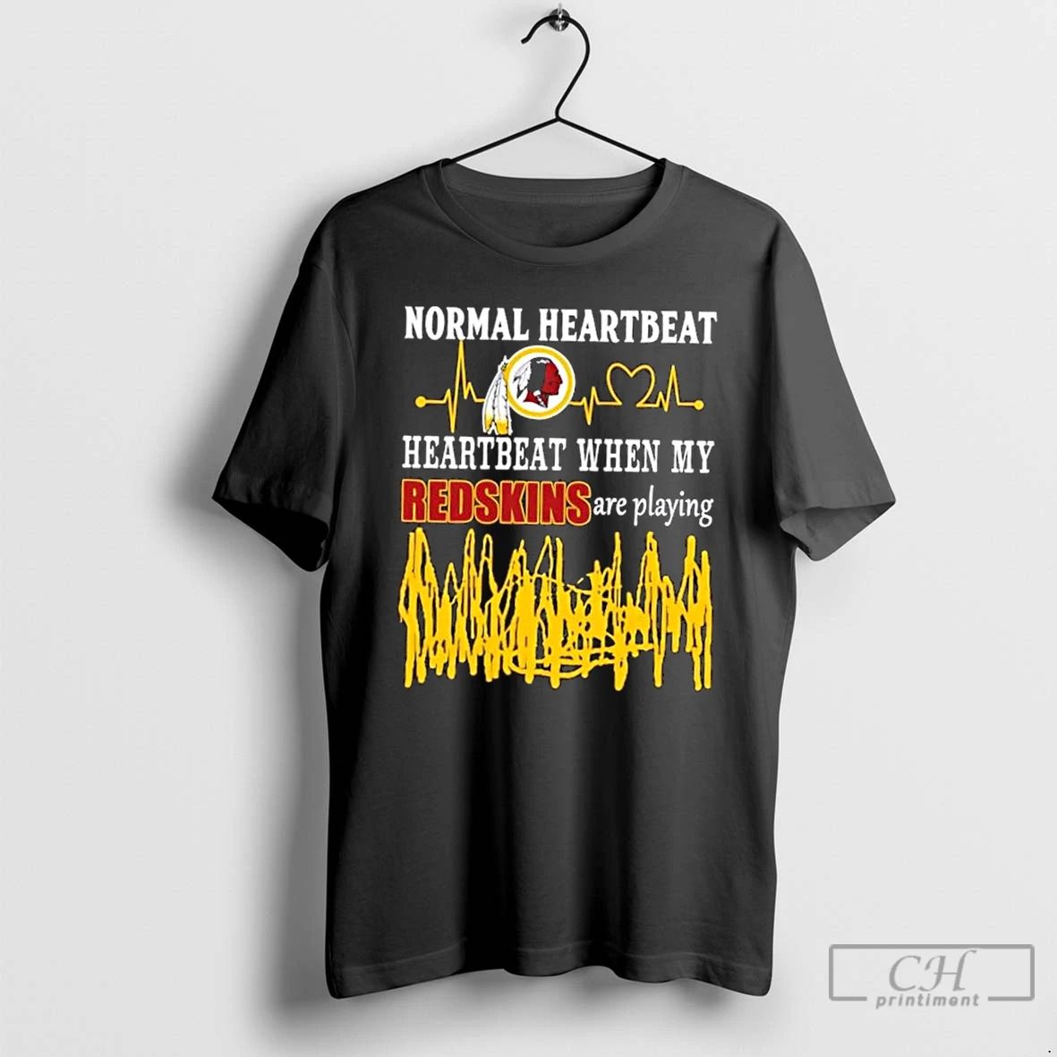 Premium Normal Heartbeat Heartbeat When My Washington Redskins Are Playing T Shirts Unisex