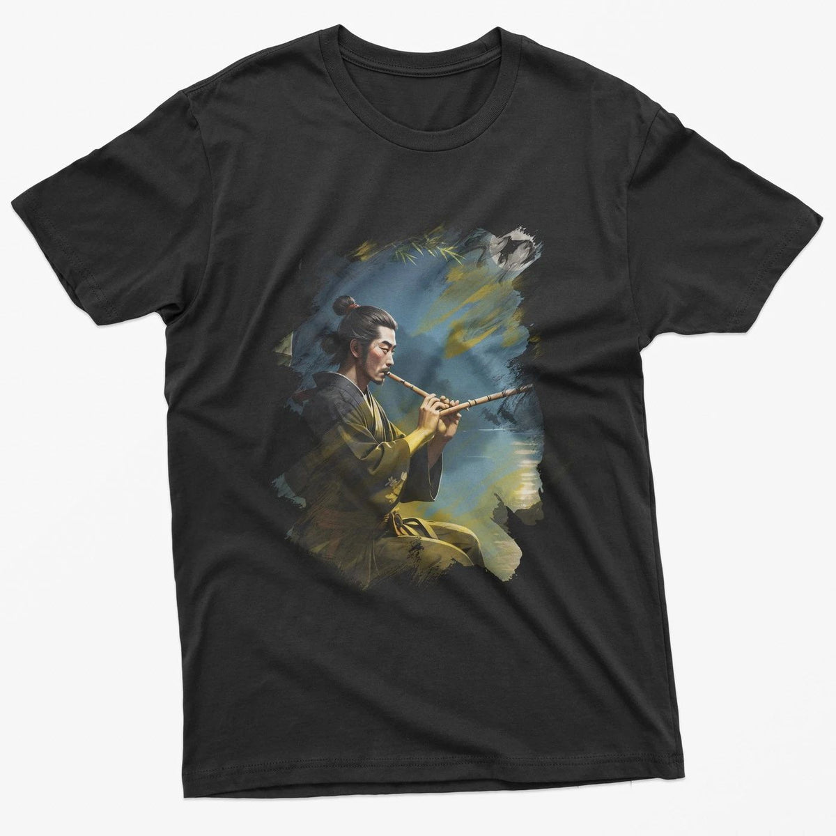 Vintage Samurai Flute Graphic Tee - Retro Aesthetic Unisex