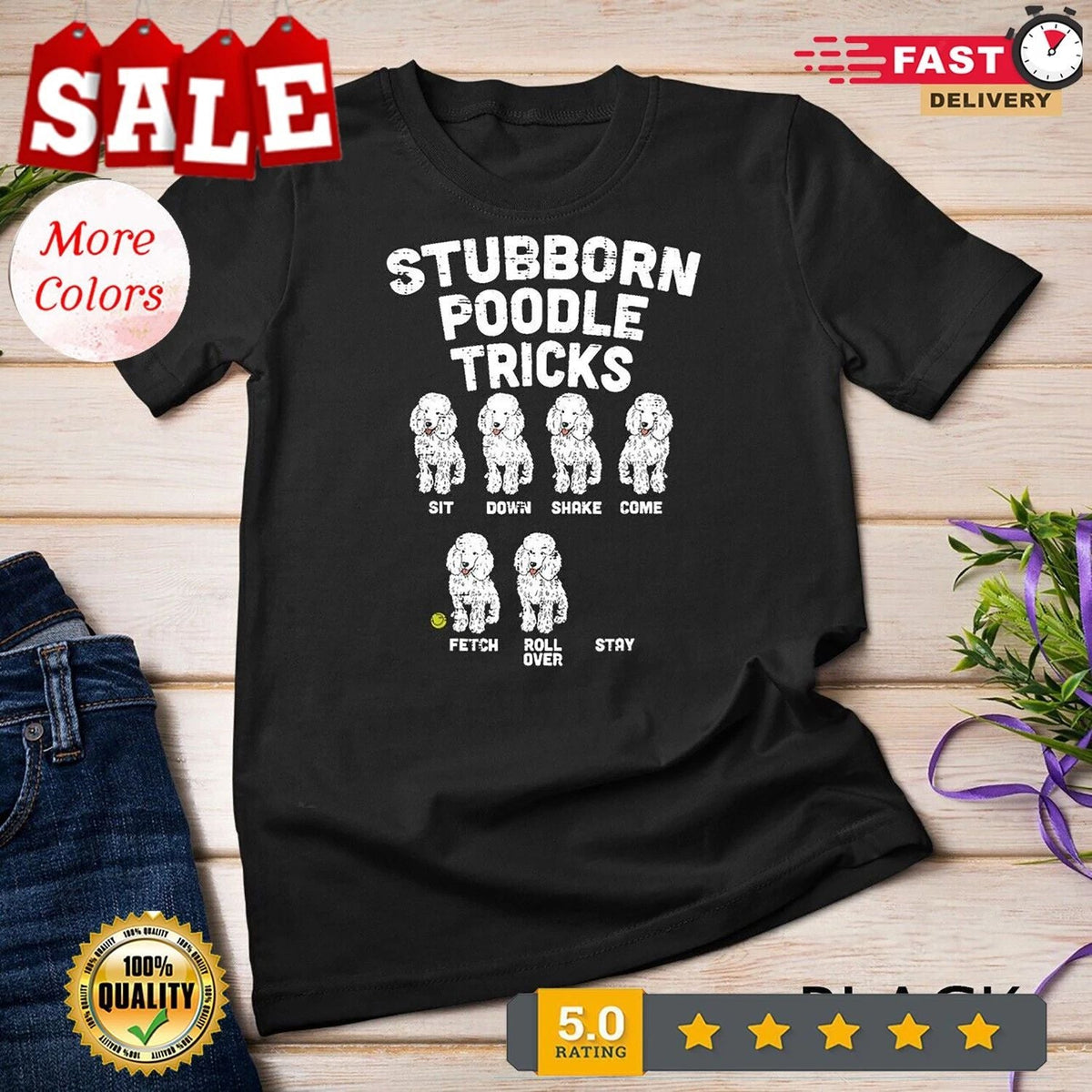 Stubborn Poodle Tricks Funny Dog Lover Owner Trainer Gift Unisex T-sh... Unisex