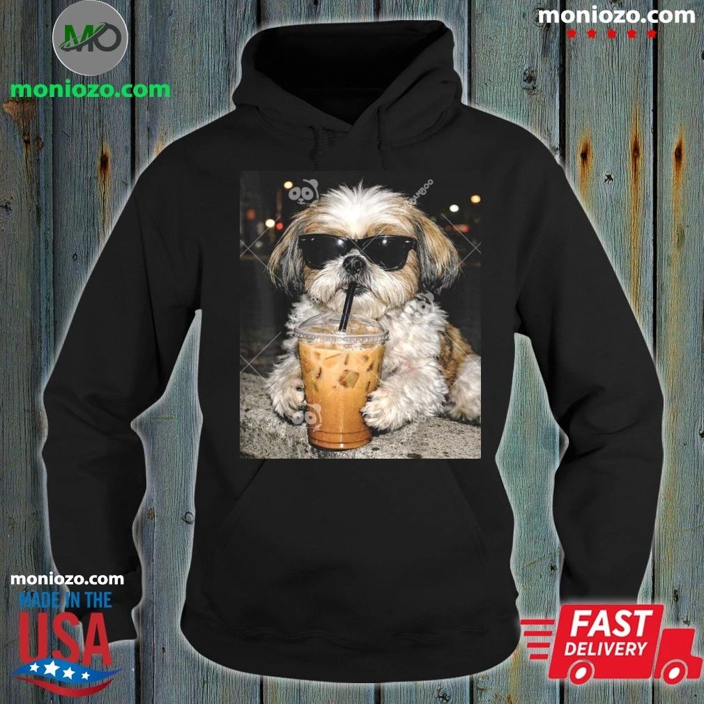 Original Shih Tzu Drinking Iced Coffee Shih Tzu Dog Meme Shirt Unisex