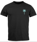 Men's Palm Tree Print - Summer Shirt with Chest Logo - Short Sleeve Crew Neck Unisex