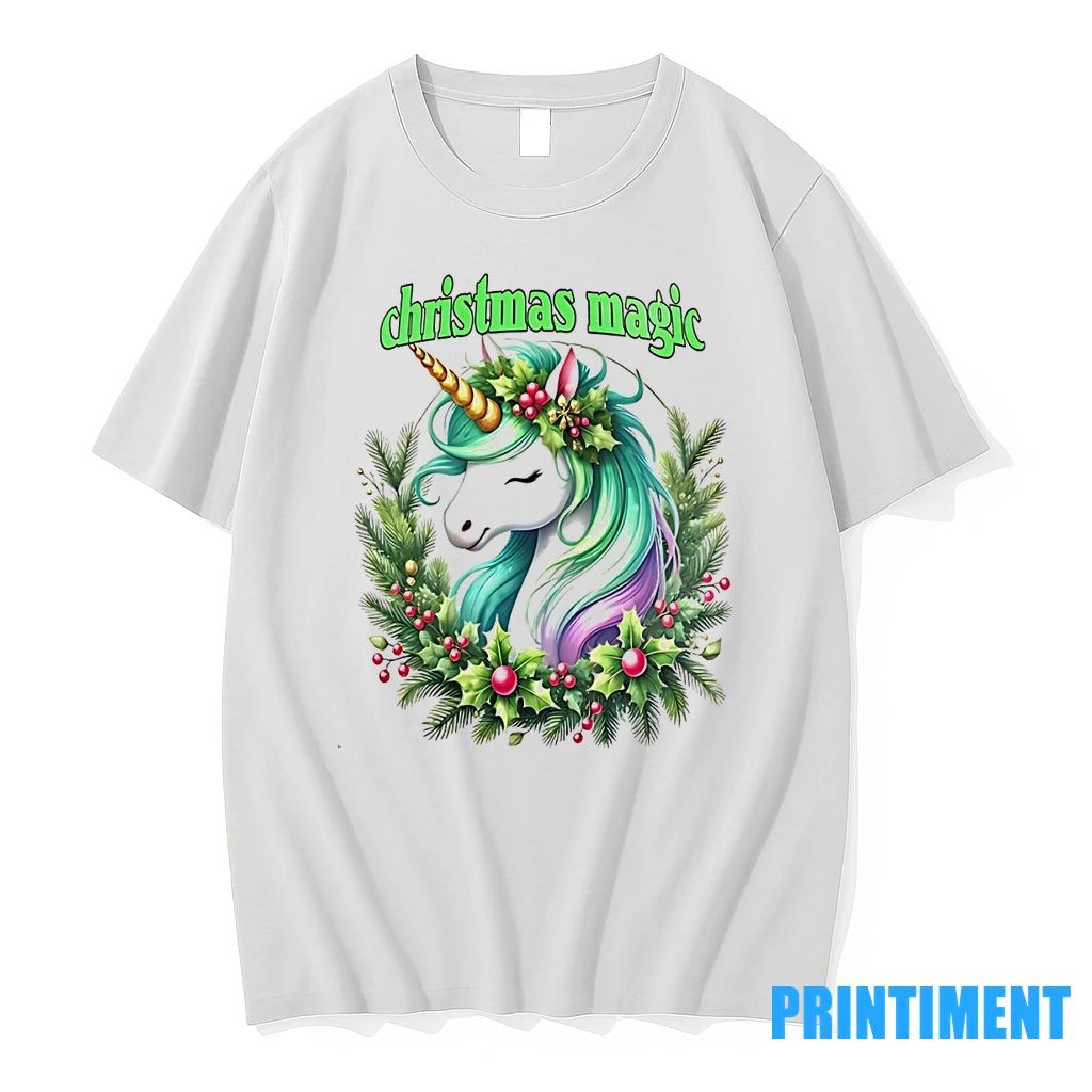 Unicorn Wreath Holiday Christmas Magic Tshirts Sweater Unisex